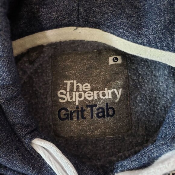 Superdry Grit Tab Vtg Hoodie Pullover With Drawstrings Navy Blue Large - Picture 9 of 14